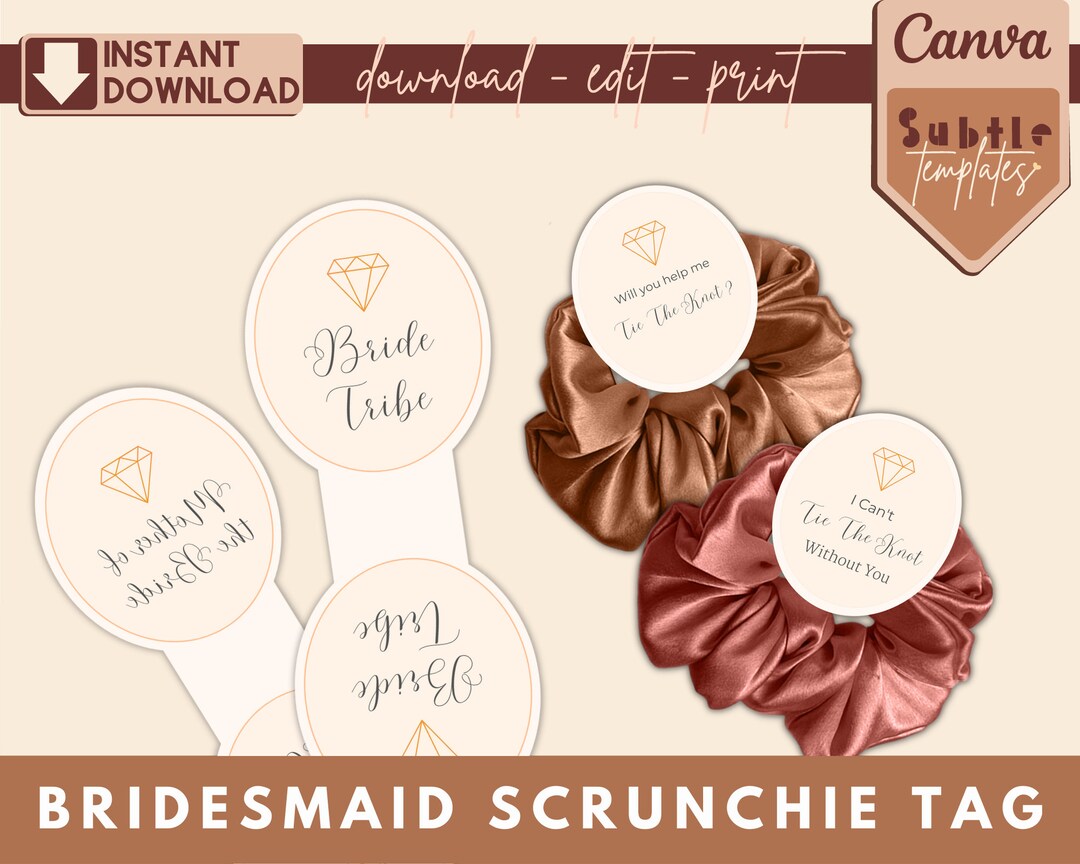 Printable Scrunchie Hang Tags Editable Scrunchie Tag Etsy