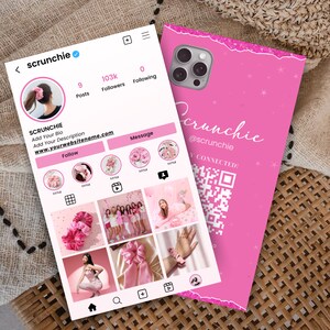 2025 Instagram Business Card, IG Business Card, Scrunchie IG Business Card, QR code Business Card, Instagram Business Cards