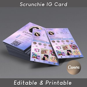 Modèle de carte de visite IG chouchou, carte de visite Instagram 2025 canevas, carte de visite chouchou Qr code, carte imprimable réseaux sociaux