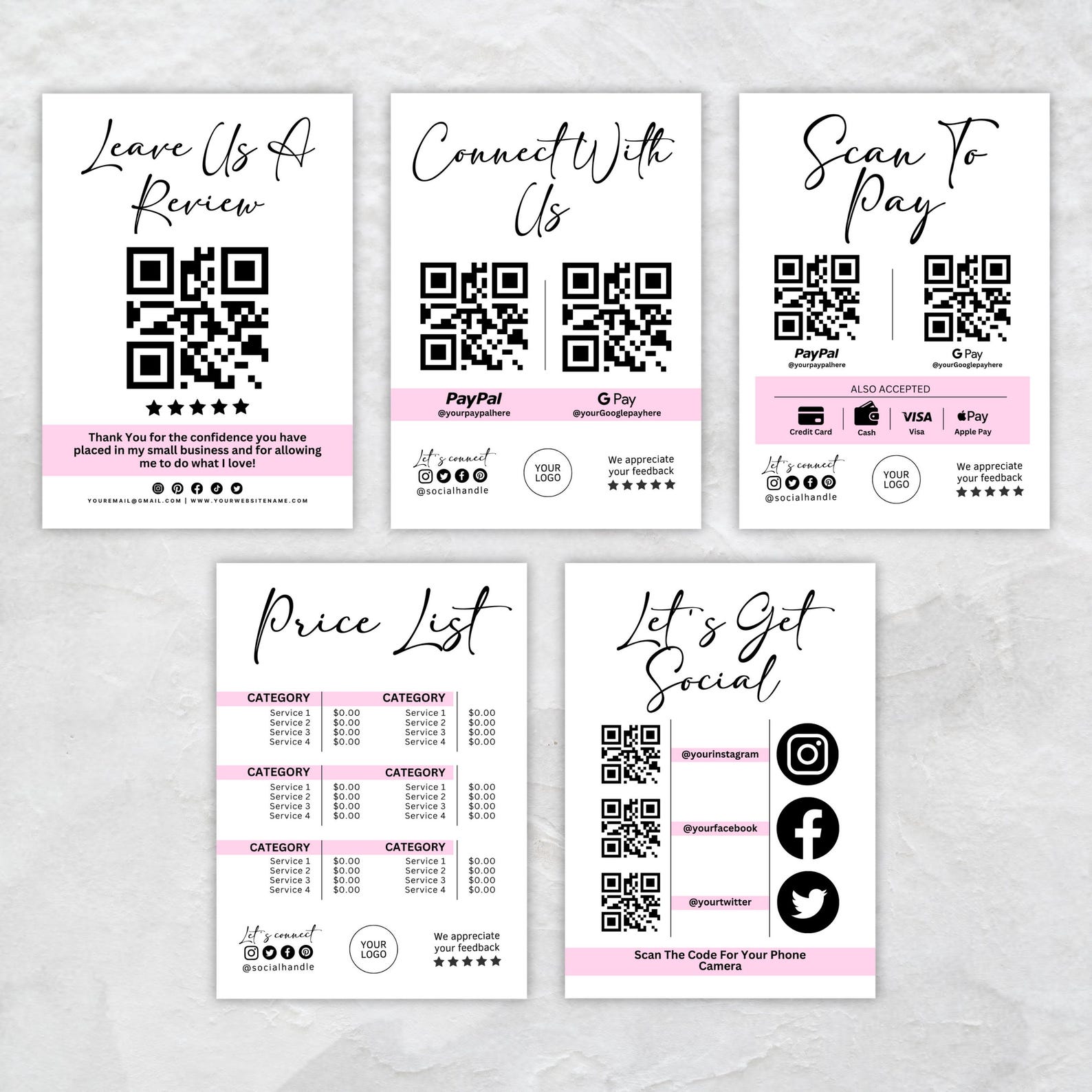 Qr Code Sign Business, Scan to Pay, Follow Us Qr Code Sign, Price List ...
