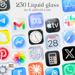 Liquid Glass App Icons, Modern IOS Icons Glass App Covers Soft 3D iOS Android Icon Pack iOS Android Home Screen Iridescent 3D Prism Theme