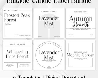 Candle Label, Editable Product Label, Candle Labels, Personalized candle label, Retro Candle Label Design