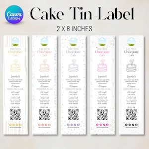 Mini Cake Tin Label, Editable Bakery Label, DIY Bakery Label, Small Bakery Business Packaging, Printable Bakery Label, Canva Template