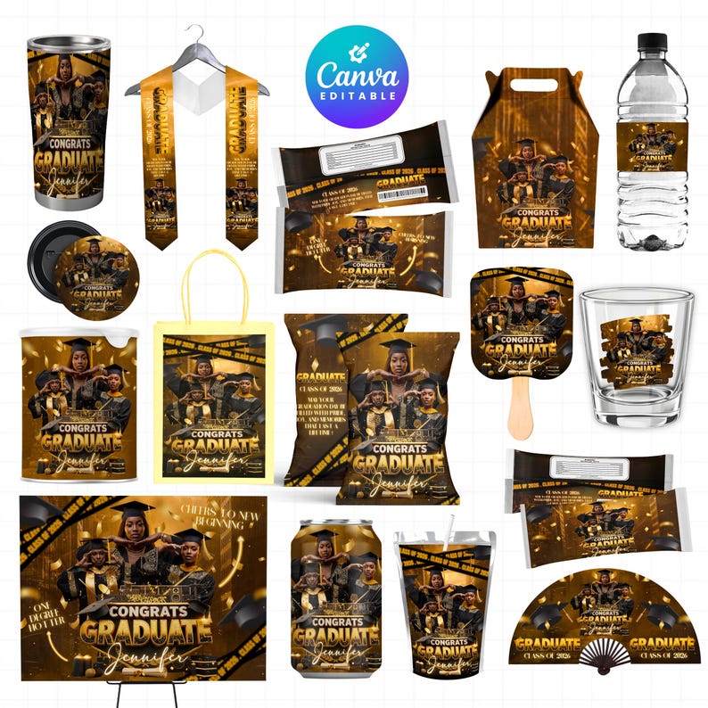 Graduation Party Favor Bundle, Gold and Black Class of 2026 Treat ...