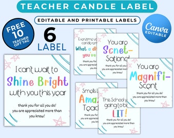 Teacher Candle Label: Printable Thank You Gift (Canva Editable)