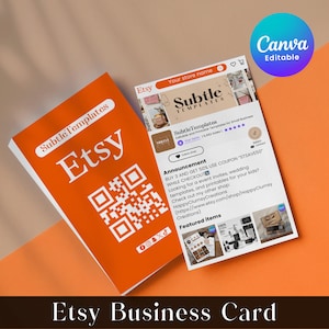 Etsy Shop-visitekaartjes, Canva-ontwerpen voor visitekaartjes, Etsy-kaart, Etsy Shop-kaartjes, afdrukbare visitekaartjes, bewerkbare Etsy-kaarten
