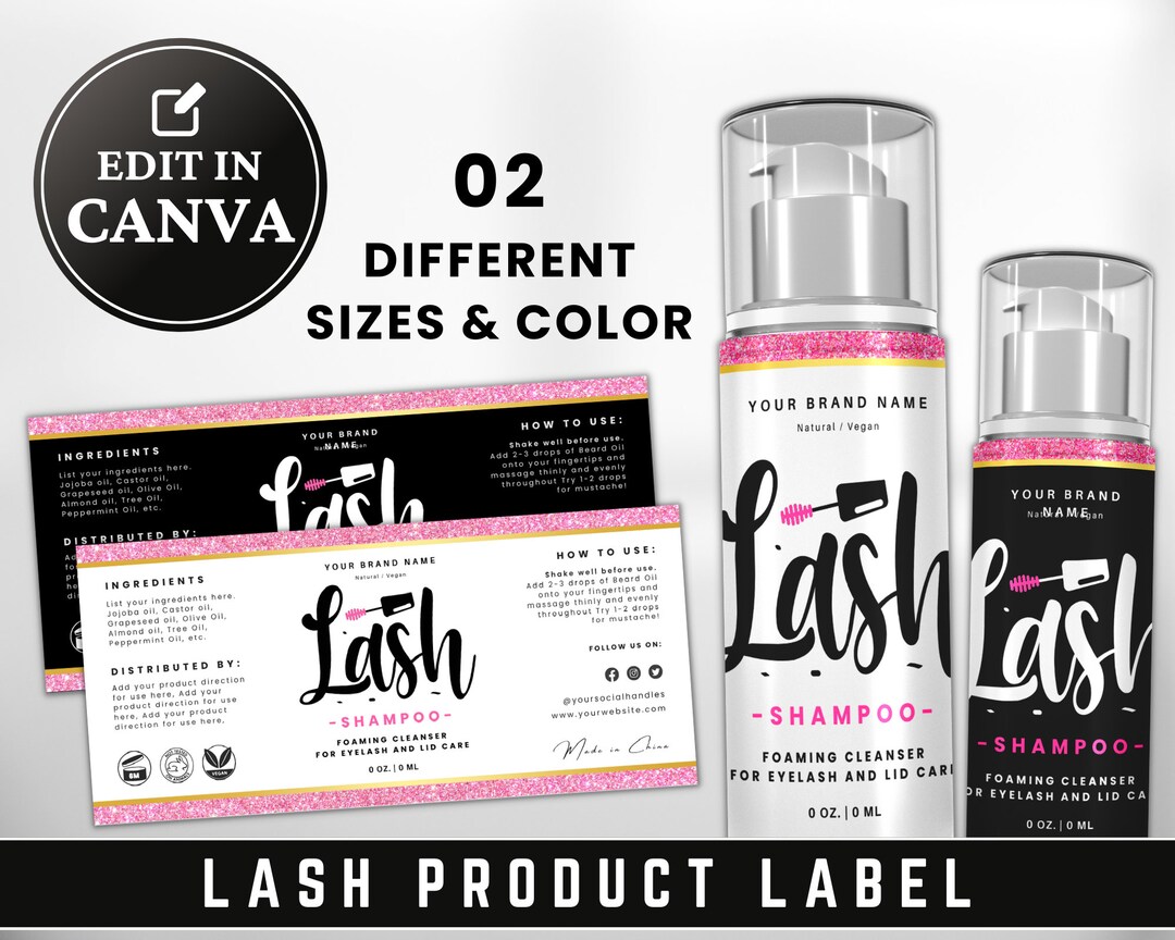 Lash Product Label Design Lash Shampoo Label Template Diy Etsy