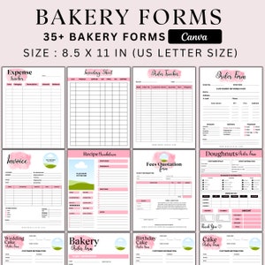 Afdrukbaar Bakkerijbestelformulier, Taartbestelformulier, Cookiebestelformulier, Bakkerijbedrijf bestelformulier Canva-sjabloon, Taartfactuurformulier Instant download