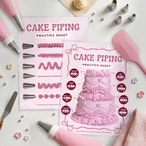 Hoja de práctica para decorar pasteles con manga pastelera Hojas de práctica para glaseado real Decoración de pasteles con manga pastelera de crema de mantequilla DESCARGA DIGITAL Herramientas de panadería