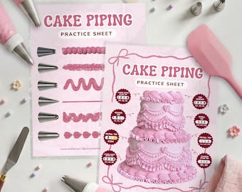 Cake Piping Practice Sheet, Vintage Style Cake Piping Practice Sheet, Cake Decorating, Buttercream Piping, DIGITAL DOWNLOAD, Bakery Tools