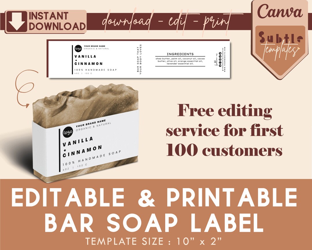 Editable Soap Label Template Wrap Around Soap Label Soap - Etsy
