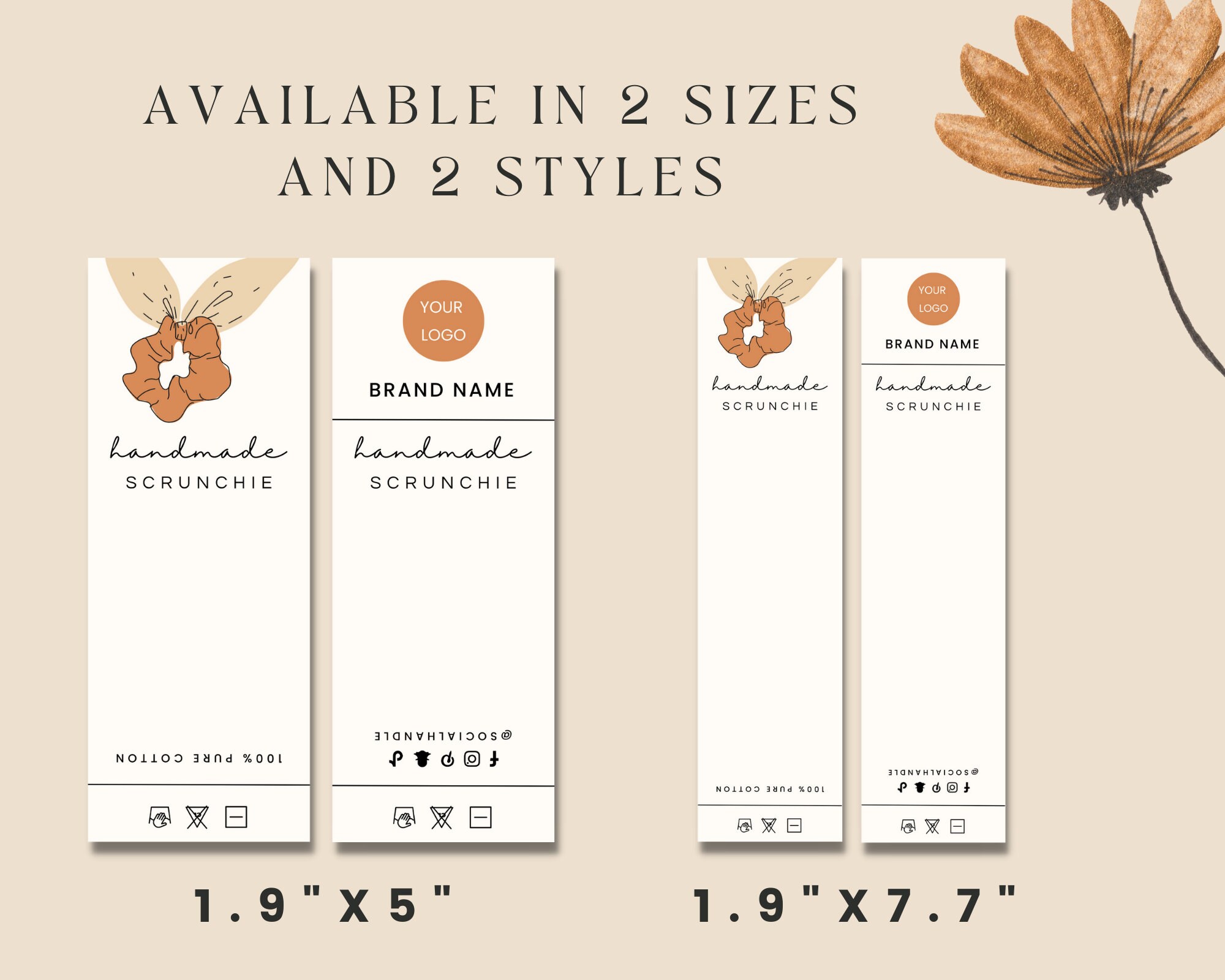 Printable Scrunchie Hang Tags Editable Scrunchie Tag Etsy