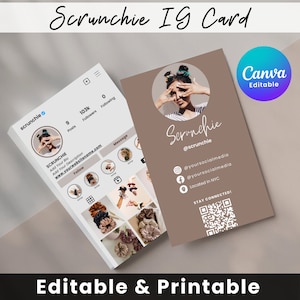 2025 Instagram Business Card, IG Business Card, Scrunchie IG Business Card, QR code Business Card, Instagram Business Cards