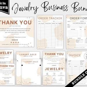 Jewelry Business Bundle, Editable Jewelry Care Instructions, Necklace Display Card, Order Form, Thank You Cards, Jewellery Packaging