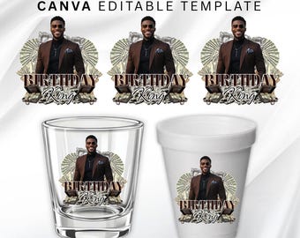 Dollar Style Birthday Sticker, Styrofoam Cup Sticker, Shot Glass, All Zodiac Signs, T-Shirt Design, Canva Template, Instant Download