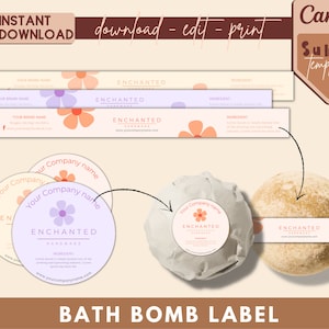 Bath Bomb Labels, Bath Bomb Tags, Cosmetic Labels, Wrap Around Labels, Bath Bomb Packaging, Body Product Labels, Bath Salt Label