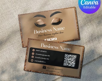 Lash Business Card, Lash Tech Card template, Business Branding Cards, Lash Tech, Qr Code Lash Card, Digital Business Cards Editable In Canva