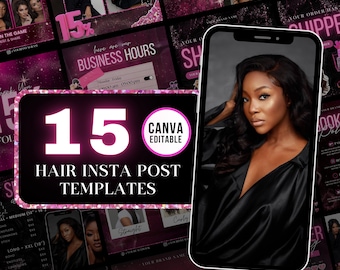 15 publicaciones de Instagram sobre cabello, marca de negocio de cabello, Instagram de peluquería, Canva editable para hacer uno mismo, plantilla de Instagram sobre cabello, plantilla de marca de belleza