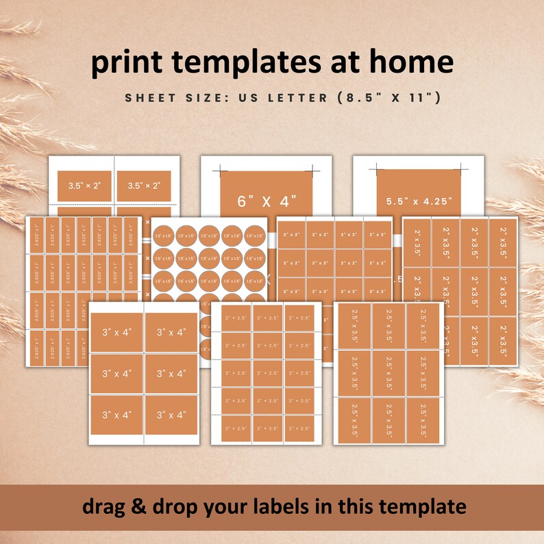 May include: Printable label templates for US Letter size paper. The templates include various label sizes, including 3.5 inches by 2 inches, 6 inches by 4 inches, 3 inches by 4 inches, 2.5 inches by 3.5 inches, and 2 inches by 3.5 inches.