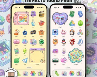 250+ Trinkets Icon Pack For IOS, iPhone iPad, Tablet, Android,  Nostalgia Trinkets Icon Pack, Instant Download