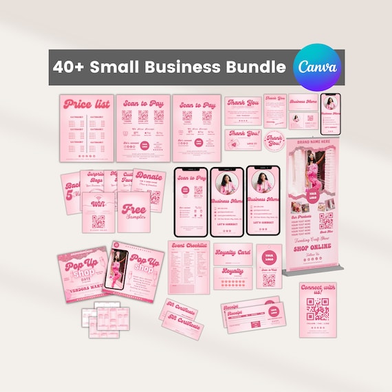 Small Business Template Bundle, Price List Template, Editable Canva Templates, Business Cards Template Small Business Signs Gift Certificate