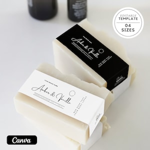 Modello di etichetta per sapone modificabile, etichetta avvolgente per sapone, modello di etichetta per sapone Canva, involucro per sapone moderno fai da te stampabile, download dell'etichetta per sapone