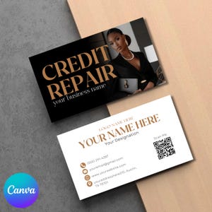 Tarjeta de presentación para reparación de crédito. Marketing de reparación de crédito, Tarjeta de servicios financieros profesionales, Tarjeta de reparación de crédito imprimible, Editable en Canva