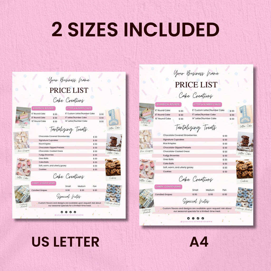 Editable Sweet Treats Menu Pricelist, Cake Pricelist, Cupcakes ...