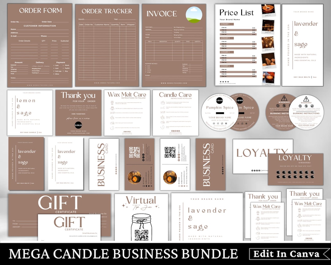 Candle Business Bundle, Candle Care Card, Candle Labels, Scan to Pay ...