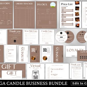 Candle Business Bundle, Candle Care Card, Candle Labels, Scan To Pay Sign, Wax Melt, Canva Template, Invoice, Order Form, Price List