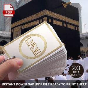 20 kart Umrah Dua do druku, fiszki Umrah, karty podarunkowe Umrah Mubarak, karty modlitewne, islamskie Dua, karty przypomnienia Dua do druku PDF