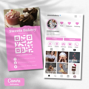 2025 Instagram Business Card, IG Business Card, Bakery Instagram Business Card, QR code Business Card, Instagram Business Cards