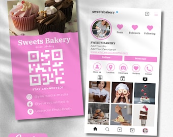 2025 Instagram Business Card, IG Business Card, Bakery Instagram Business Card, QR code Business Card, Instagram Business Cards