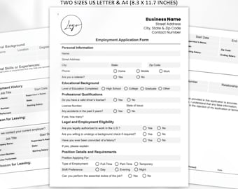 Job Application Template, Job Application Form, New Hire, Employement Application Template, Employee Application Form,Recruitment Selection