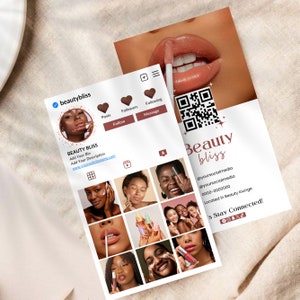 2025 Instagram Visitenkarte, Hautpflege-Vorlage, DIY bearbeitbare Visitenkarte Vorlage, QR-Code Visitenkarte, bearbeitbare Kosmetikvorlagen