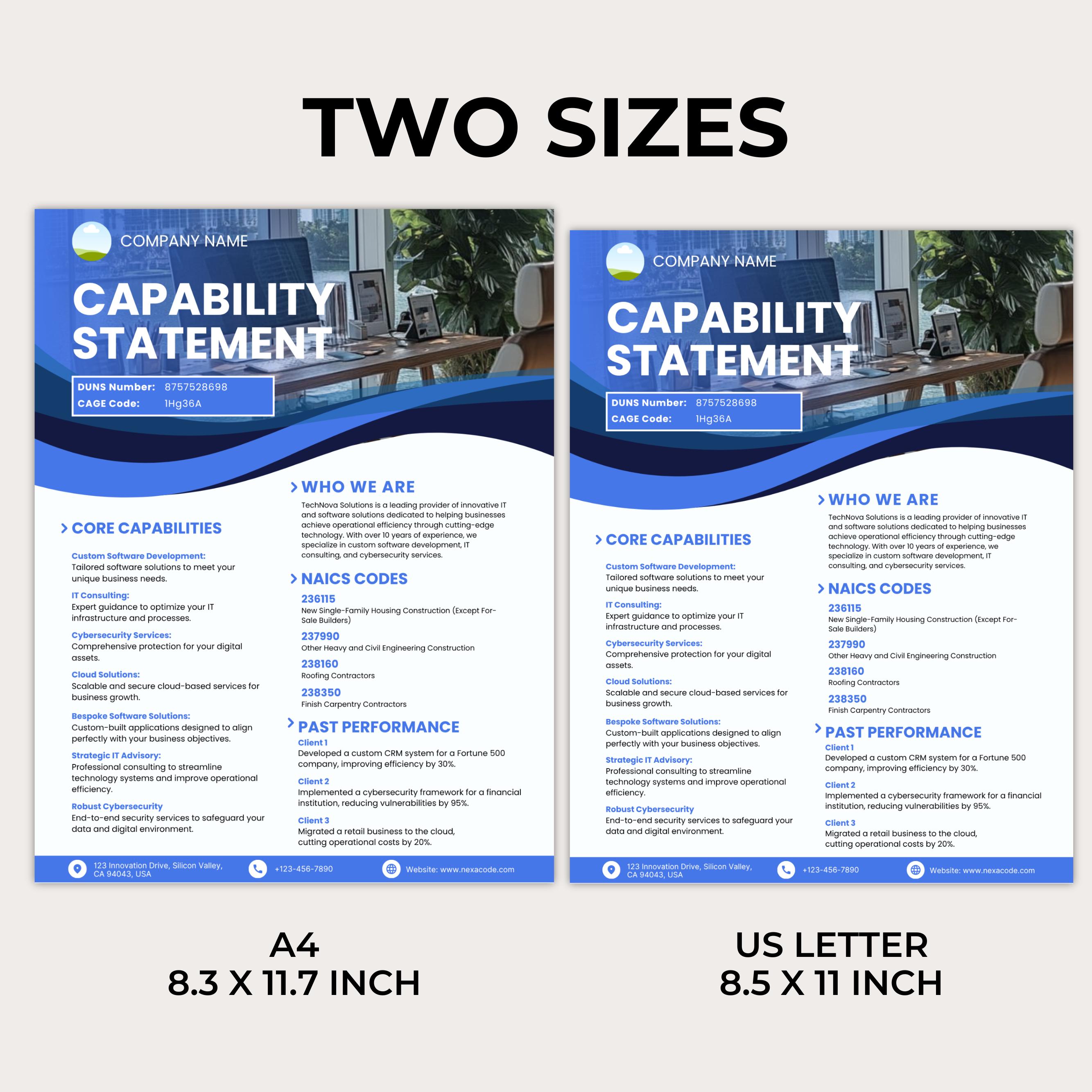 ビジネス能力ステートメント、企業チラシ、編集可能な能力