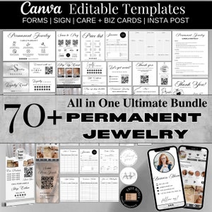 Kit de démarrage d'entreprise de bijoux permanents, lot de bijoux permanents, formulaires de consentement pour bijoux permanents, entretien de bijoux permanents et cartes de visite