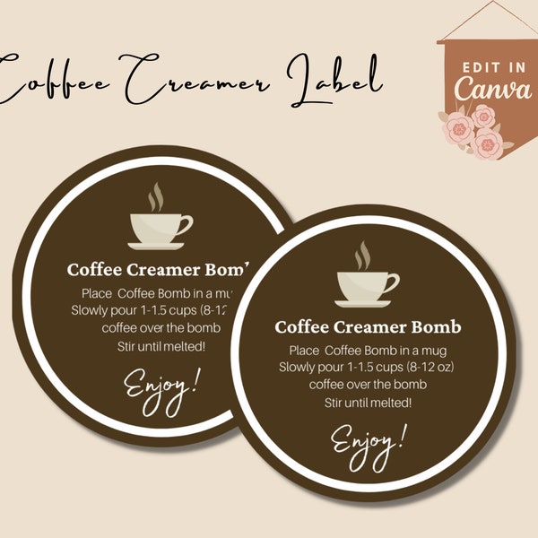 Coffee Creamer Bomb Tag | Hot Cocoa Bomb Tag | Editable Coffee Creamer Label | Instant Download