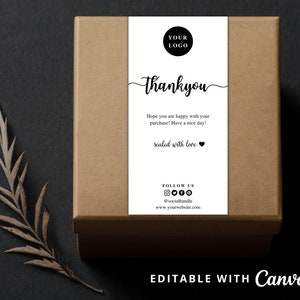 Editable Box Label Template, Custom Packaging Labels, Printable Parcel Sticker, Box seal Label, Shipping Label, Packaging Seal Sticker