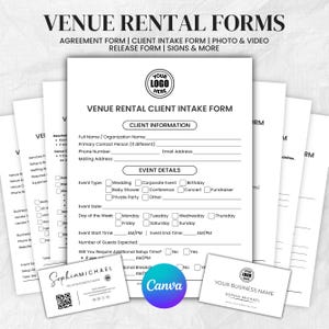 Puede incluir: Un conjunto de formularios blancos de alquiler de locales, que incluyen formularios de admisión de clientes, acuerdos y exenciones. También se ven tarjetas de visita con el texto "SophiaMICHAEL".