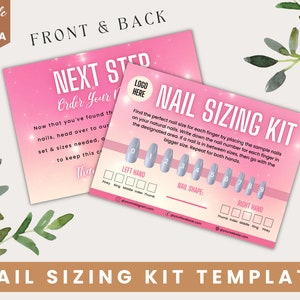 Nails Size Guide, Nails Sizing Kit Template, Instructions Card, press on nails size, Nails Sizing Kit, Guide Manicure, Nails Size Kit