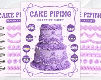 Cake Piping Practice Sheet Royal Icing Practice Sheets Cake Decorating Buttercream Piping DIGITAL DOWNLOAD Bakery Tools Teaching Heart Cake