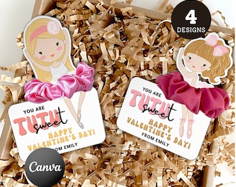 Valentine Scrunchie Tag Template: Tutu Sweet, Canva (Digital Download)