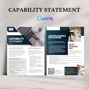 Business Capability Statement, Corporate Flyer, Editable Capability Statement Template, Company Overview Flyer Template, Canva Template
