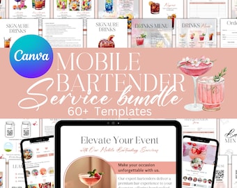 Mobile Bartender Bundle, Mobile Bar Contract, Bartender Contract, Mobile Bar Intake Form, Event Bartender Service, Drinks Menu, QR Code Sign