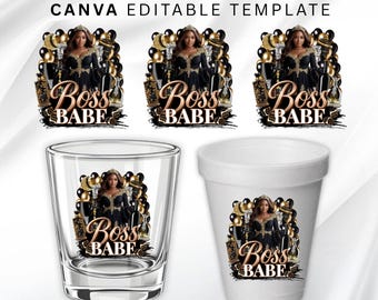 Black And Gold Birthday Sticker, Styrofoam Cup Sticker, Shot Glass, All Zodiac Signs, T-Shirt Design, Canva Template, Instant Download