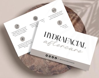 Scheda post-trattamento HydraFacial, Scheda post-trattamento modificabile, Trattamento viso, Trattamento viso dall'estetista, Istruzioni per la cura della bellezza, Modello Canva