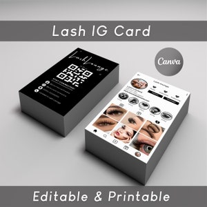 2025 Instagram Business Card, IG Lash Tech Business Cards, DIY Editable Business Card Template, QR Code Business Card, Canva Editable