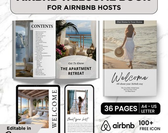 Modello di libro di benvenuto Airbnb, Segnali Airbnb, Guida della casa Airbnb modificabile Canva, Libro di benvenuto VRBO, Modello di casa vacanza per libro degli ospiti Airbnb