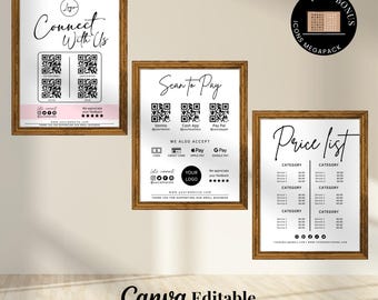 Editable Scan to Pay Sign Template: QR Code Payment (Canva)